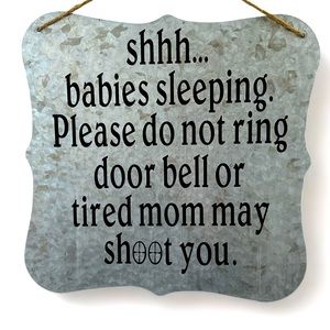 Funny Rustic 12×12 “Shhh Babies Sleeping” Metal‎ Sign 🍼